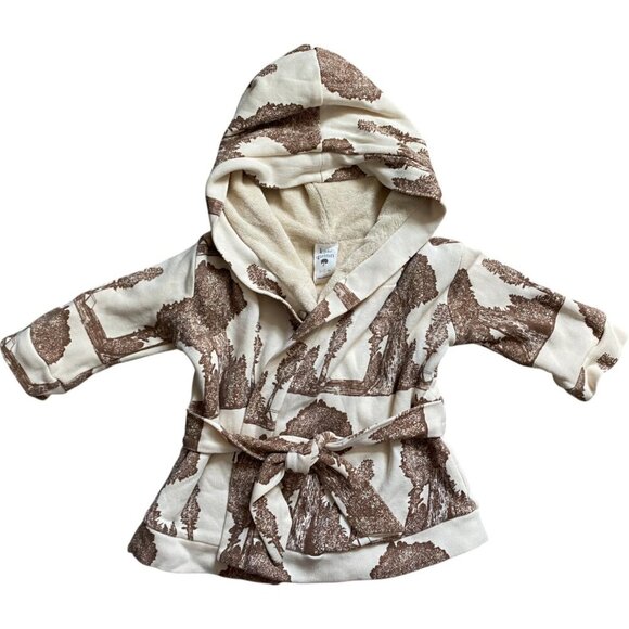 Kate Quinn Hooded Bathrobe Brown Ivory Kanga Print 0-12 months - Picture 1 of 4